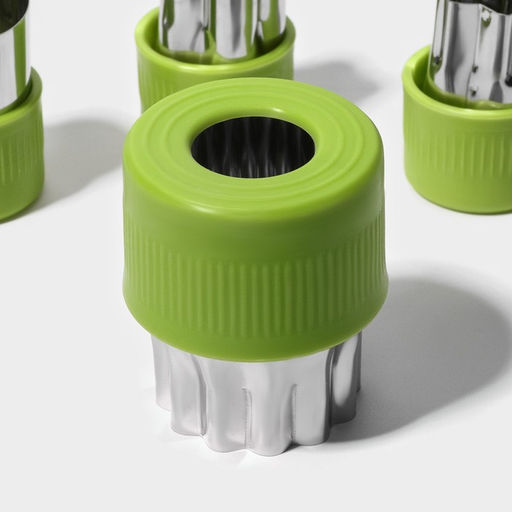 Овощерезки Доляна «Палитра», набор 12 шт., нержавеющая сталь, зелёные