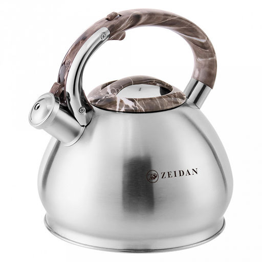 Чайник из нержавеющей стали "Zeidan" 3л, со свистком, фиксированная комбинированная ручка, курковый механизм, 3-х капсулированное индукционное дно, матовая полировка корпуса, подарочная коробка (Китай) Подходит для всех видов плит, включая индукционн