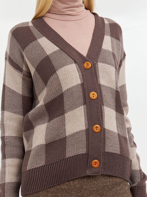 кардиган женский на пуговицах в крупную клетку - Glenfield фото 4