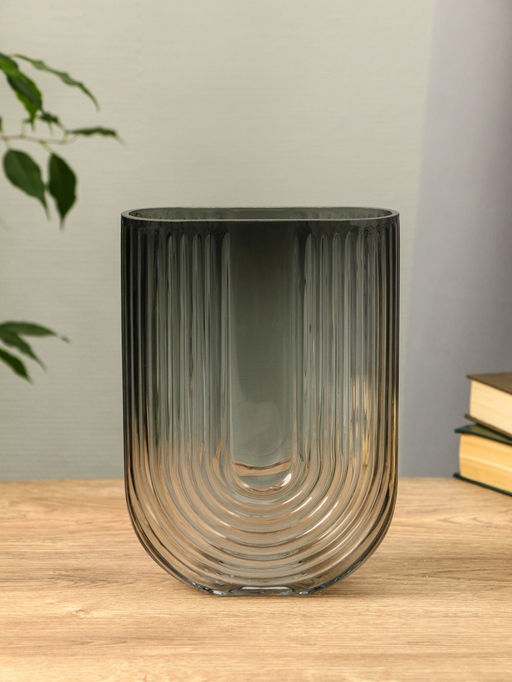 Ваза «Айрис», 23.5×17×7 см, стекло, серая