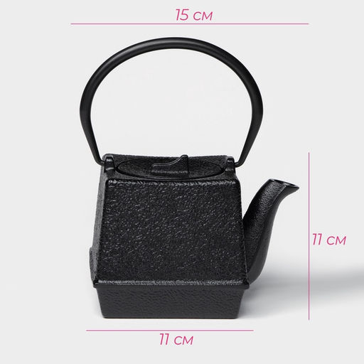 Чайник Доляна «Бокей. Этно», 700 мл, с ситом, с эмалированным покрытием, индукция, чугун, чёрный