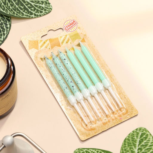 Цена за 2 шт. Свечи для торта Блестящая вечеринка, 6 шт., голубые - Страна карнавалия фото 5