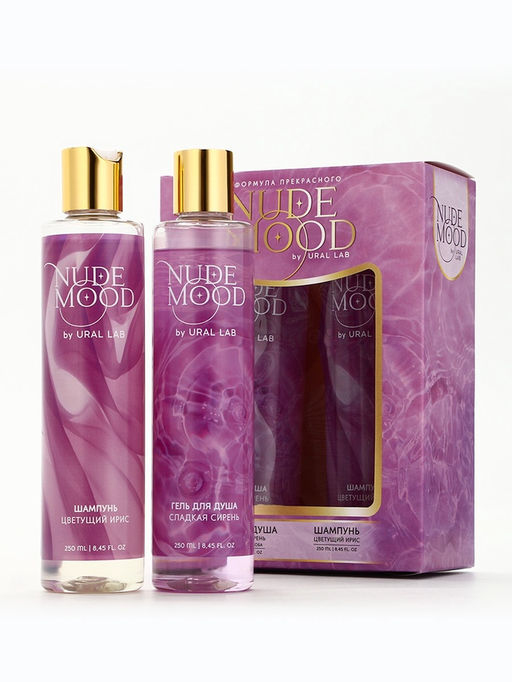 Подарочный набор NUDE MOOD, гель для душа и шампунь для волос, 2?250 мл, аромат ириса и сирени, URAL LAB фото 2