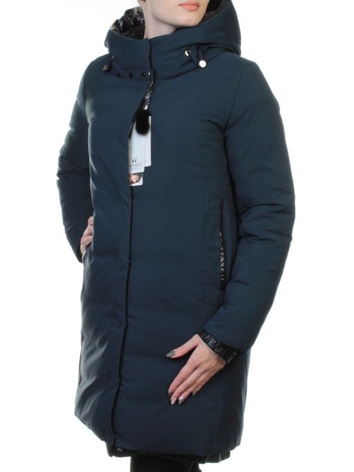 FT-17 DK. BLUE Пальто женское зимнее (синтепон) - Фабричный китай фото 3