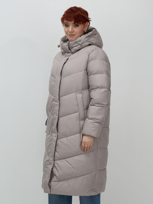 Пальто зимнее утепленное с капюшоном женское серого цвета 7623Sr - Visdeer фото 9