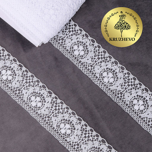 Кружево-трикотаж KRUZHEVO арт.TBY 1660 шир.40мм цв.01 белый, уп.9,14м