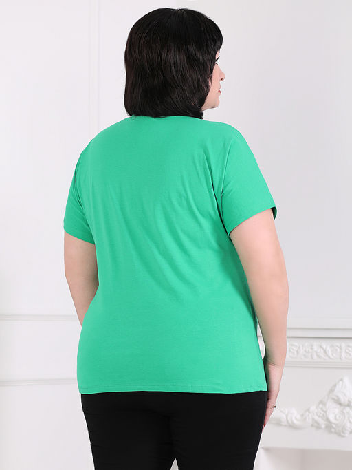 Футболка женская изумрудная с принтом цветы - Almond фото 2