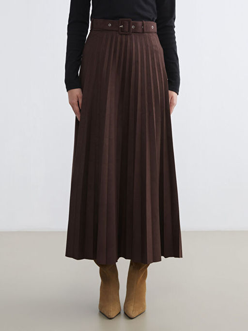 Beli Fermuarl? S?et G?r?n?ml? Pileli Etek