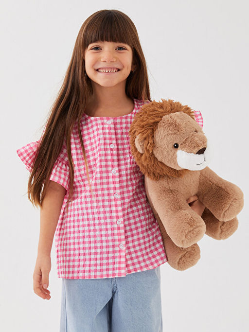 Bisiklet Yaka Ekose K?sa Kollu K?z ?ocuk G?mlek