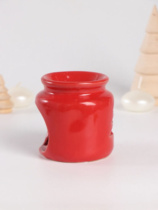 Набор: аромалампа для эфирных масел, мелтсы из воска ароматические Ёлочка, красная, 7.5?7.5?8 см