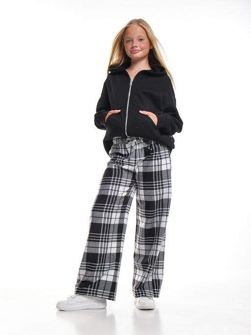 Брюки палаццо спортивные штаны для девочки одежда в клетку UD 7875(5161) кофе/беж клетка - Mini maxi фото 14