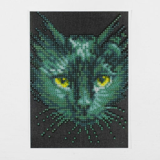 Алмазная мозаика с частичным заполнением на холсте «Чёрный кот», 15×21 см