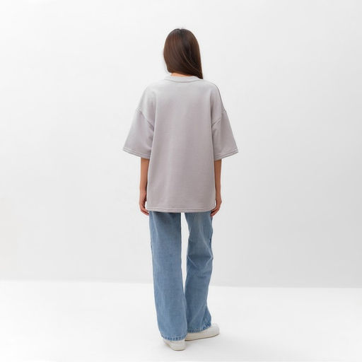 Футболка с нашивкой женская MIST Base, светло-серая, размер 50