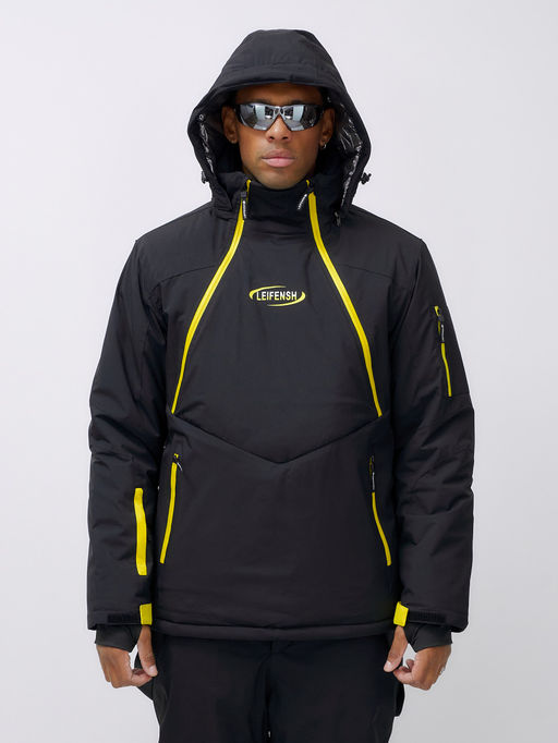 Горнолыжный костюм анорак мужской зимний черного цвета 389Ch - Leifensh фото 15
