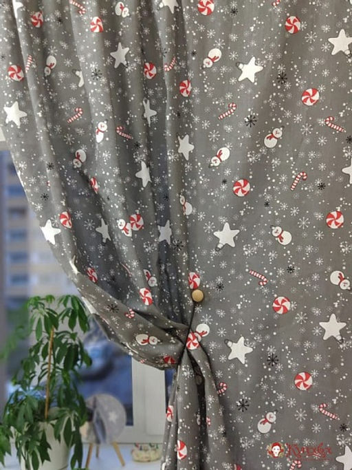 Рогожка Елочные игрушки цв.серый, СОРТ2, ш.1.5м, хлопок-100%, 165гр/м.кв - Купава фото 6