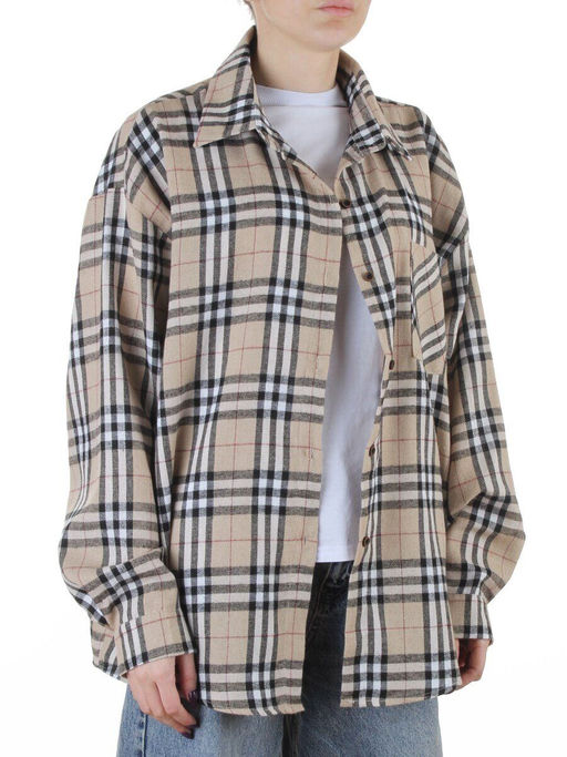 C501 BEIGE Рубашка женская оверсайз (95% хлопок, 5% спандекс)