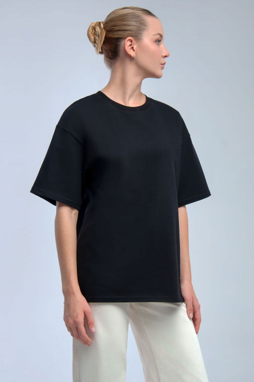 Арт. 31127 Футболка женская оверсайз 44-52 (5 шт) Цвет:черный - Калинка фото 3