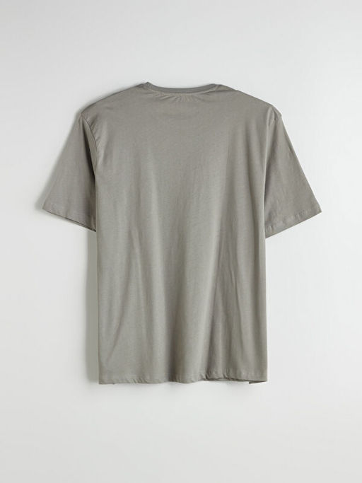 Bisiklet Yaka Bask?l? Penye Erkek Ti??rt