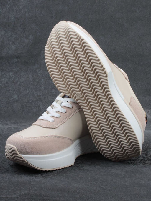 03-YG497-2 BEIGE Кроссовки женские (натуральная кожа)
