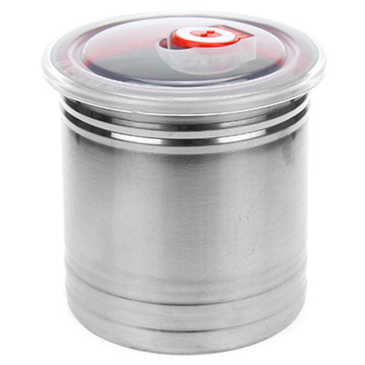 Банка для сыпучих продуктов из нержавеющей стали 1,4л, д12,5см, h13см, крышка пластмассовая с пароотводом, в коробке (Китай)