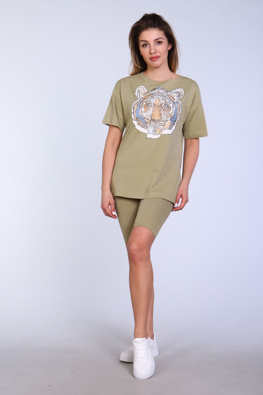 Костюм женский с велосипедками и футболкой тк-246а.гол
