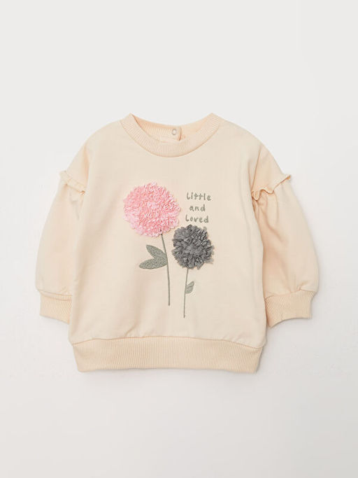 Bisiklet Yaka Uzun Kollu Bask?l? K?z Bebek Sweatshirt ve Tayt 2li Tak?m - Waikiki фото 2