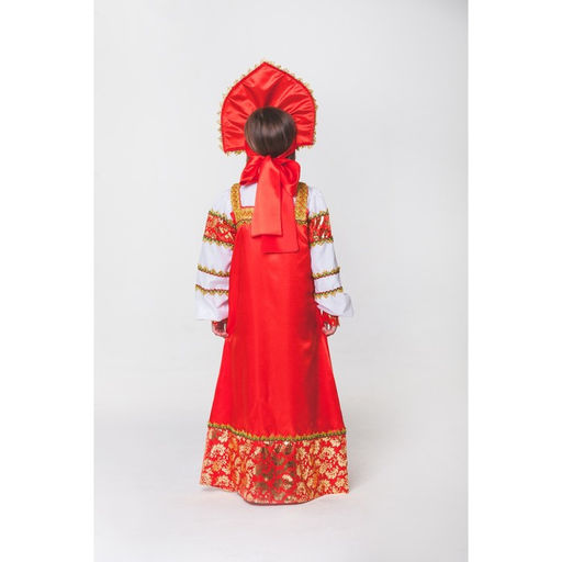 Русский народный костюм Любавушка, платье-сарафан, кокошник, р-р 34, рост 134 см, красный - Страна карнавалия фото 10