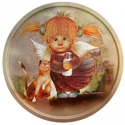 Поднос металлический "Ангел изобилия" д20см, круглый, (тарелка) (Россия)