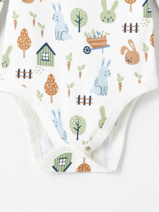 Bisiklet Yaka Bask?l? Erkek Bebek ??t??tl? Bodysuit 2li