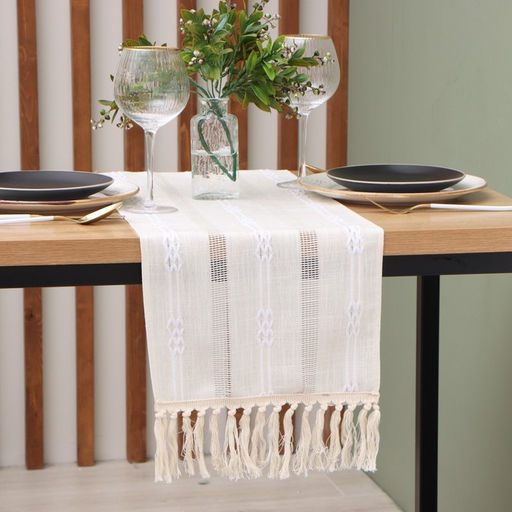 Дорожка на стол Этель бежевая 30×180 см, 100% п/э