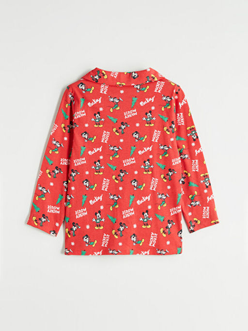 Polo Yaka Mickey Mouse Bask?l? Erkek ?ocuk Pijama Tak?m