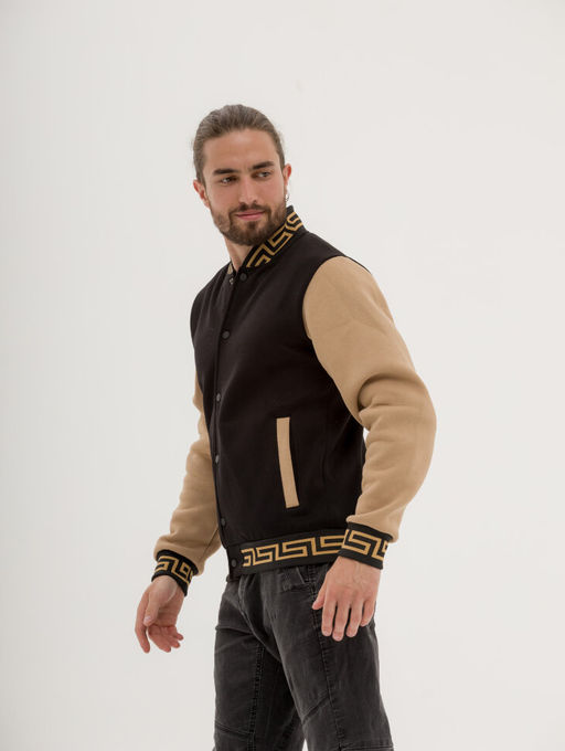 Бомбер на кнопках унисекс футер 3хнитка начес качество пенье , черный/беж версачи - Knitka wear фото 7