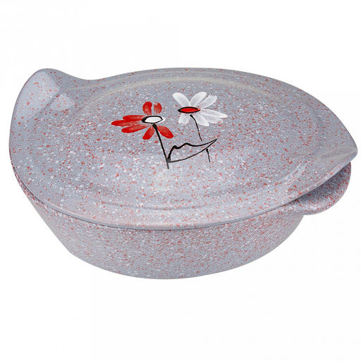 Лоток для запекания керамический Трапеза 2,2л, 30х22х11,5см, Дуэт, средний, овальный, с ручками, с крышкой (Россия)