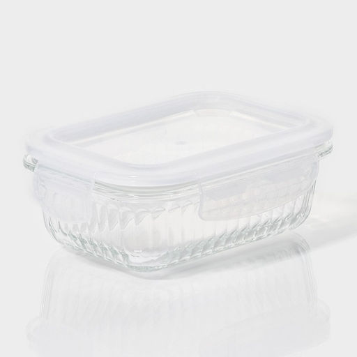 Контейнер для еды Доляна Basic, 370 мл, 14.5×10.5×5.5 см, прямоугольный, жаропрочного стекло, прозрачный