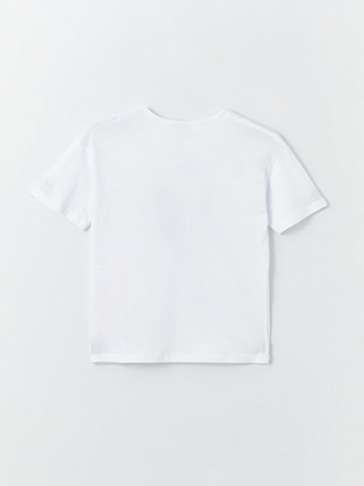 Bisiklet Yaka Atat?rk Bask?l? K?sa Kollu K?z ?ocuk Ti??rt - Waikiki фото 3