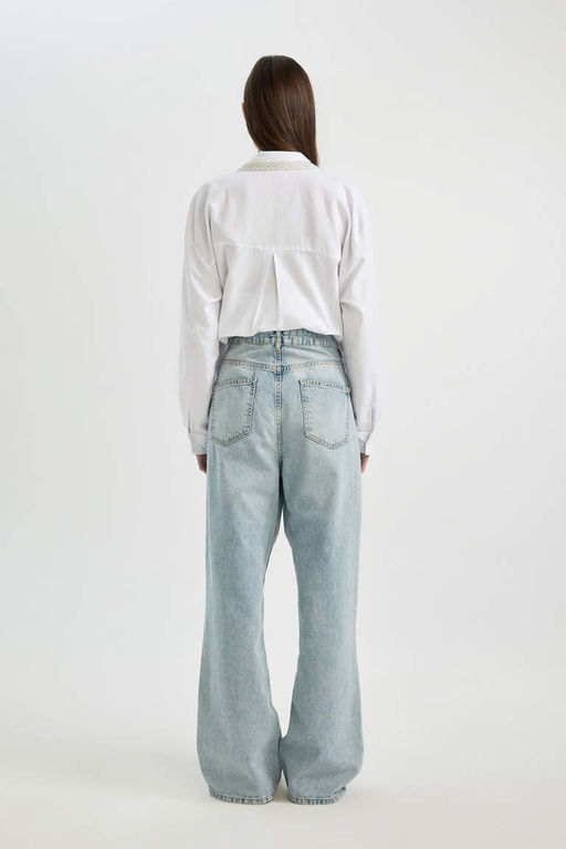 Широкие джинсовые брюки Afra x DeFacto в стиле 90-х с высокой талией и длинными штанинами  фото 8