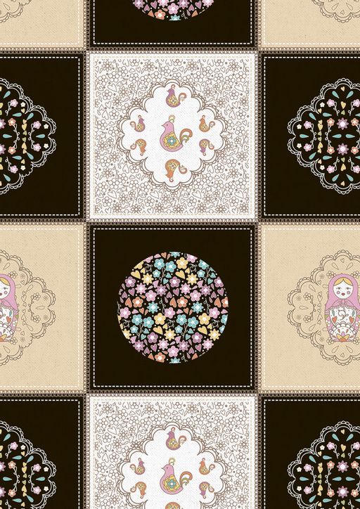 Ткань для пэчворка PEPPY КРОШКИ-МАТРЁШКИ ФАСОВКА 60 x 110 см 146 г/кв.м 5 100% хлопок КМ-01 Панель