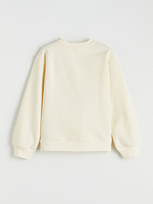 Bask?l? K?z ?ocuk Kal?n Sweatshirt