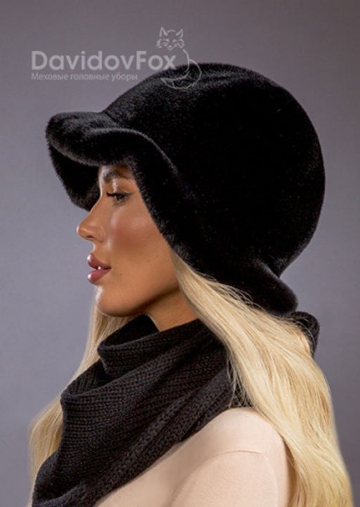 шапка Шляпка экомех волна блэк - Davidovfox фото 4