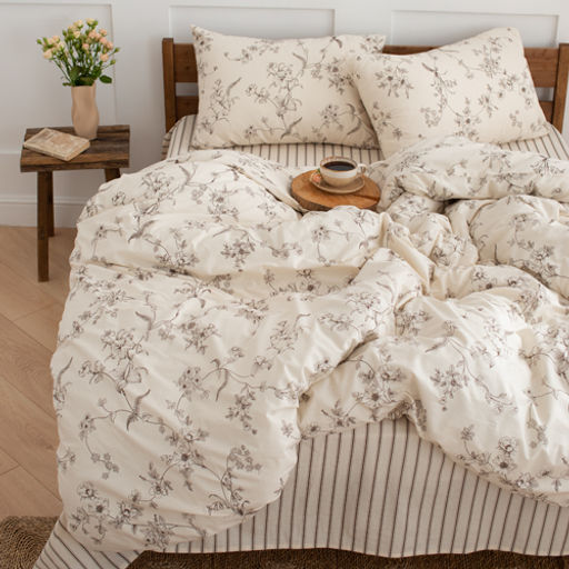 КПБ Чистый хлопок 1,5 спальный, наволочки 50х70, поплин, 100% хлопок, Гербариум ВБ Пододеяльник 146х215 с прорезью, простыня классическая 150х215 подшита с 4-х сторон, наволочки 50х70 с клапаном - 2 шт. - Традиция фото 54