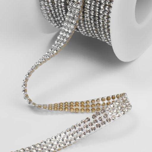 Стразы термоклеевые, d=2×7 мм, 4.5±0.5 м, цвет серебряный