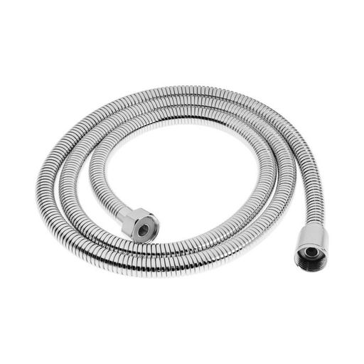 Душевой шланг ZEIN Z21PS, растягивающийся 150-200 см, гайки металл, нержавеющая сталь, хром, Имп/Имп