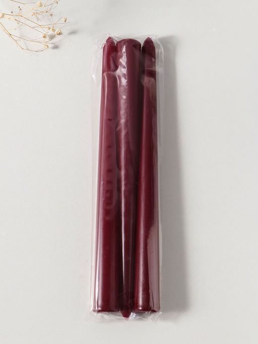 Свеча античная 25 см (набор 3 шт) 58 гр, 7 ч, цв. бордовый