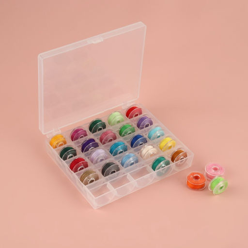 Набор шпулек с нитками, в органайзере, d=20 мм, 25 шт., разноцветный