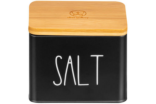 Емкость для хранения 1,5 л 14*11*11 см SALT с деревянной крышкой, черная - Elan gallery фото 15