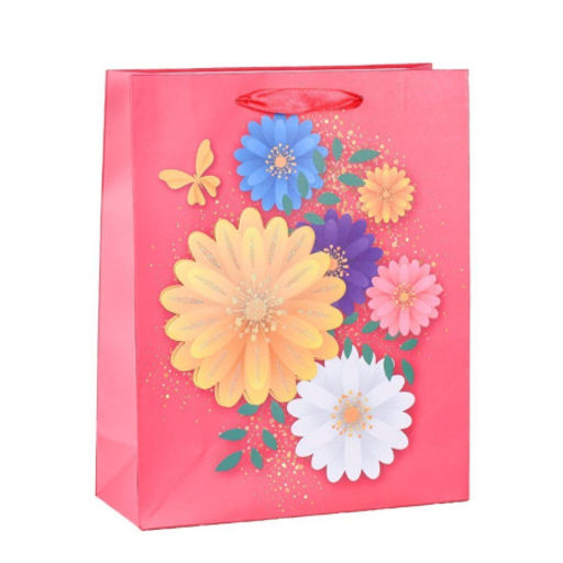 Цена за 12 шт. Пакет подарочный 32x26x10 / 1300M /уп 12/480/ (Белый с розовым) - Галеонтрейд фото 5