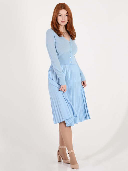 Плиссированная юбка миди с поясом - Almond фото 3