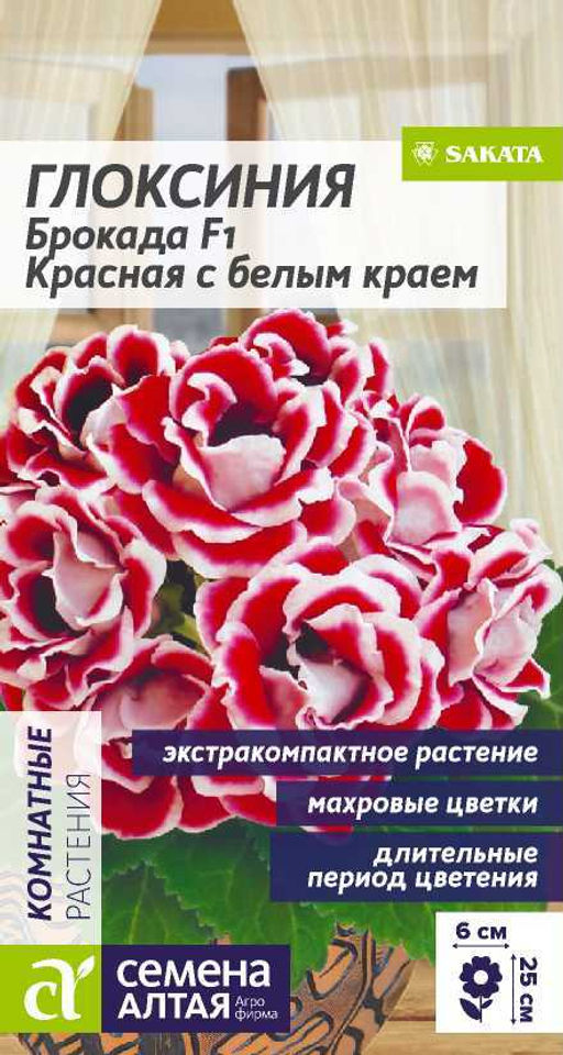 Цветы Глоксиния Брокада F1 Красная с белым краем/Сем Алт/цп 5 шт.