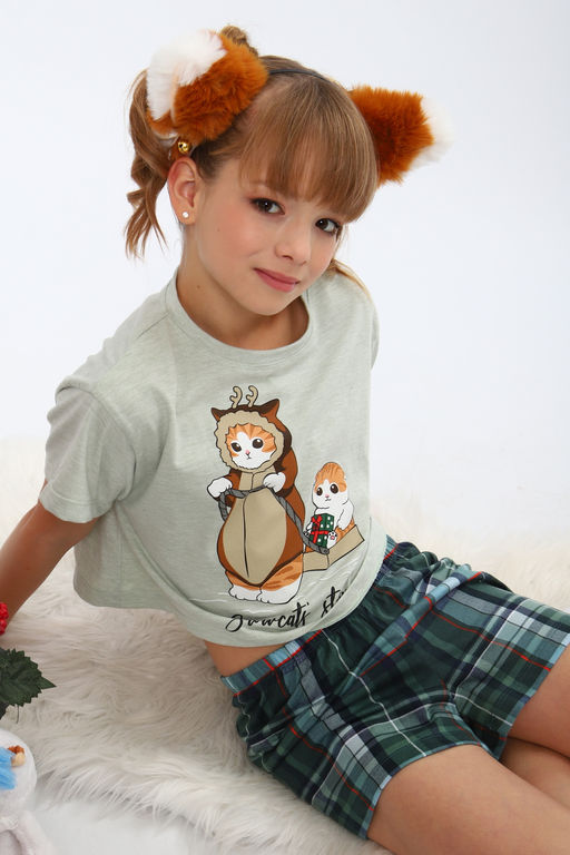 Пижама для девочки ПД-019-073 Кот Новый год