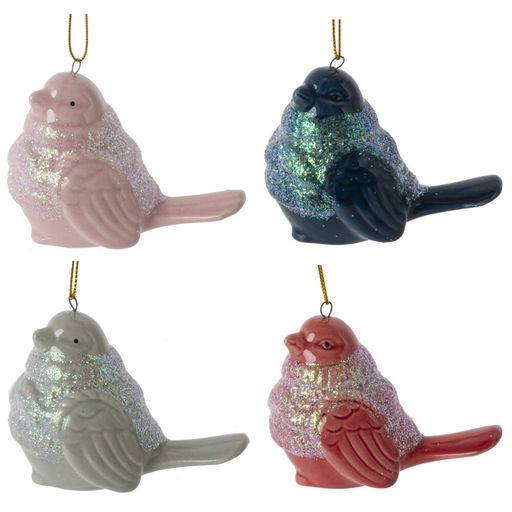 Украшение новогоднее "Птичка", L8 W4,5 H6 см, 4в.